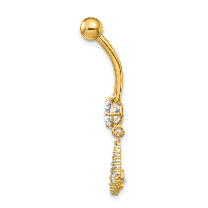 14k Gauge CZ Teardrop Dangle Belly Ring