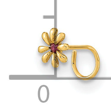 14k Yellow Gold  22 Gauge Flower and CZ Nose Ring