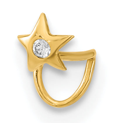 14k Yellow Gold  22 Gauge Star with CZ Nose Ring