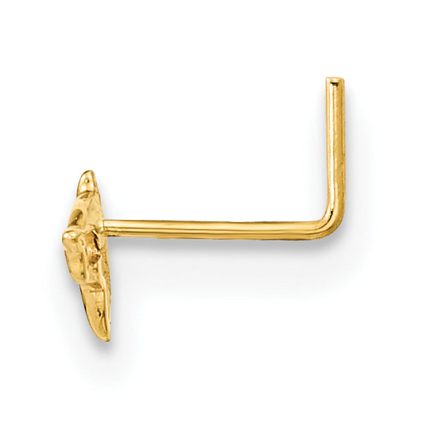 14k Yellow Gold  22 Gauge Dolphin Nose Ring