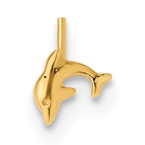 14k Yellow Gold  22 Gauge Dolphin Nose Ring