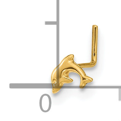 14k Yellow Gold  22 Gauge Dolphin Nose Ring