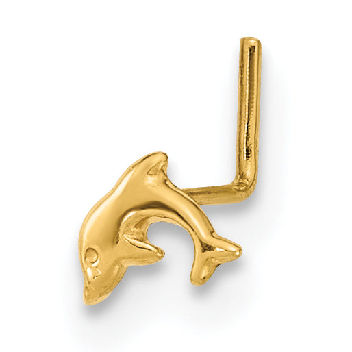 14k Yellow Gold  22 Gauge Dolphin Nose Ring