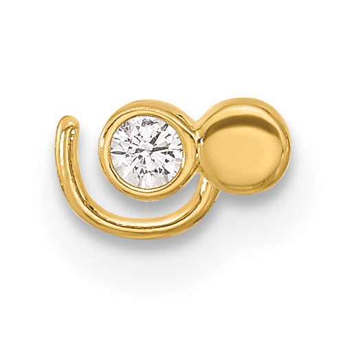 14k Yellow Gold  22 Gauge Double Circle CZ Nose Ring