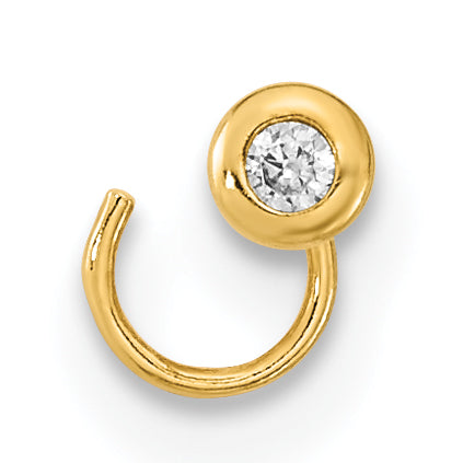 14k Yellow Gold  22 Gauge Circle with CZ Nose Ring