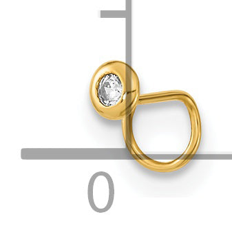 14k Yellow Gold  22 Gauge Circle with CZ Nose Ring