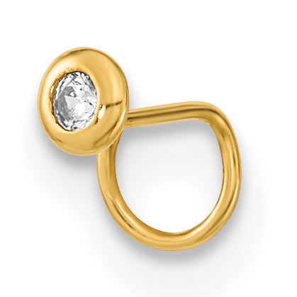 14k Yellow Gold  22 Gauge Circle with CZ Nose Ring