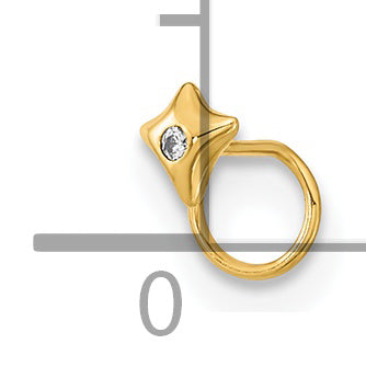 14k Yellow Gold  22 Gauge Square with CZ Nose Ring