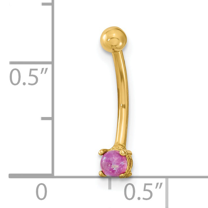 14K Yellow Gold  16 Gauge with Pink CZ Eyebrow Ring Body Jewelry