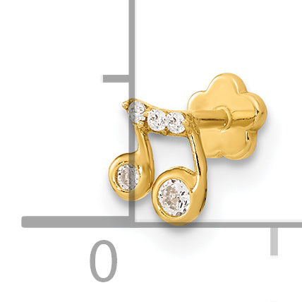 14K 18 Gauge Music Note and CZ Cartilage