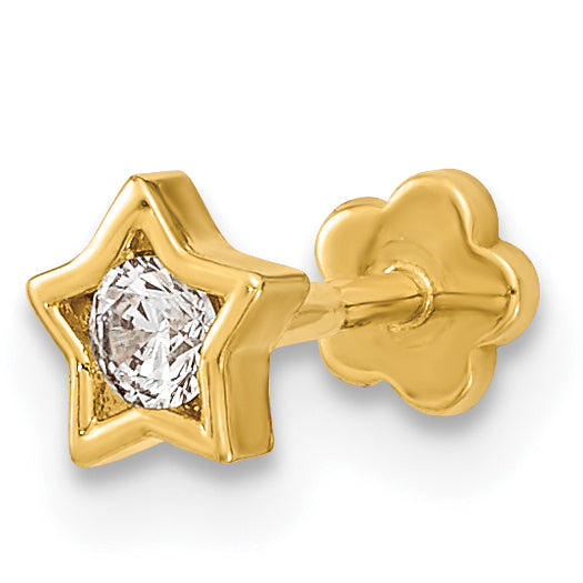 14K 18 Gauge Star and CZ Cartilage