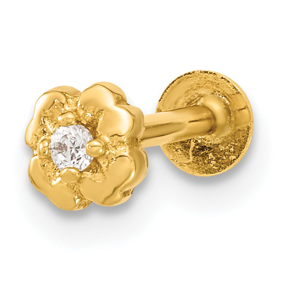 14K 18 Gauge Flower CZ Cartilage