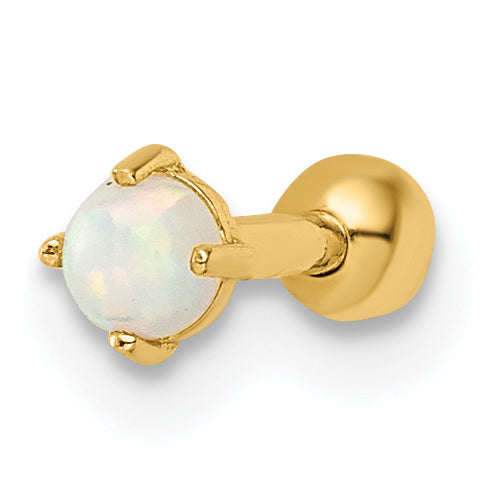 14k 16 Gauge Created Opal Labret Stud