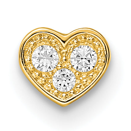 14k 18 Gauge CZ Heart Labret Stud