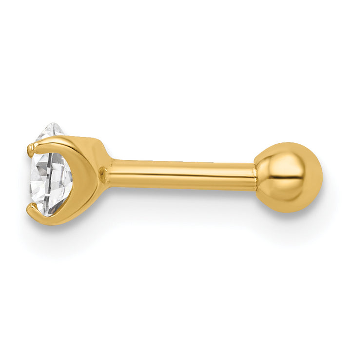 14k 16 Gauge Round CZ Labret Stud