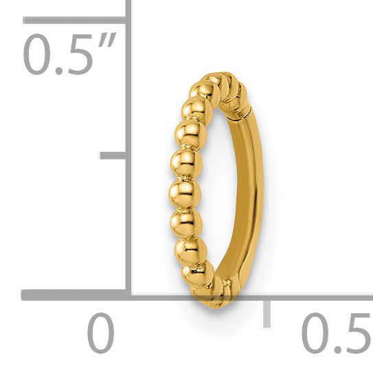 14k Yellow Gold  14 Gauge Beaded Cartilage Ring