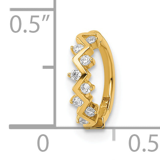 14k Yellow Gold  16 Gauge C.Z Cartilage Ring