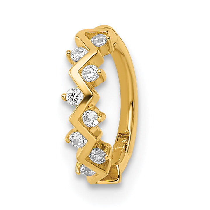 14k Yellow Gold  16 Gauge C.Z Cartilage Ring