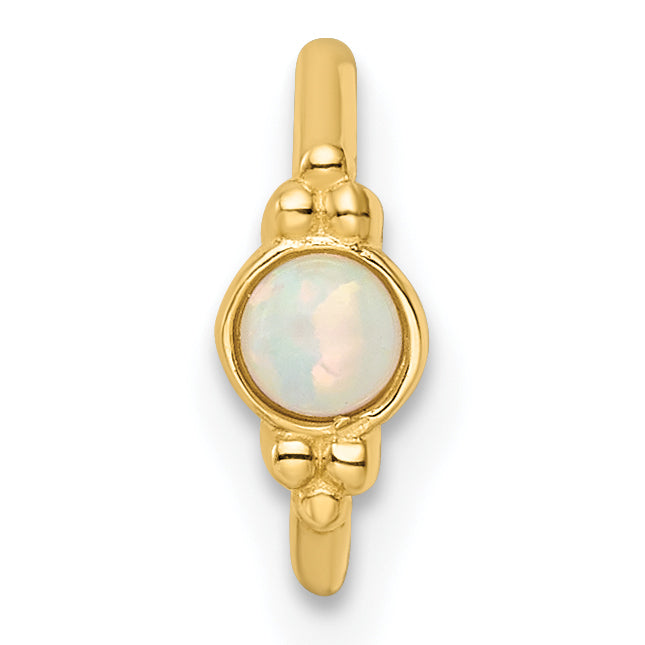 14k Yellow Gold 18 Gauge Created Opal Cartilage Ring