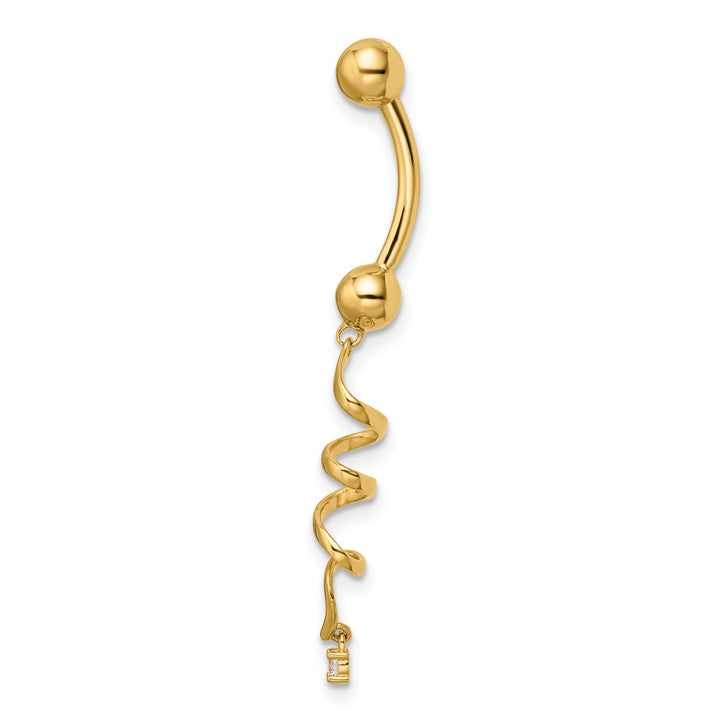 14k Gauge CZ Twisted Belly Ring