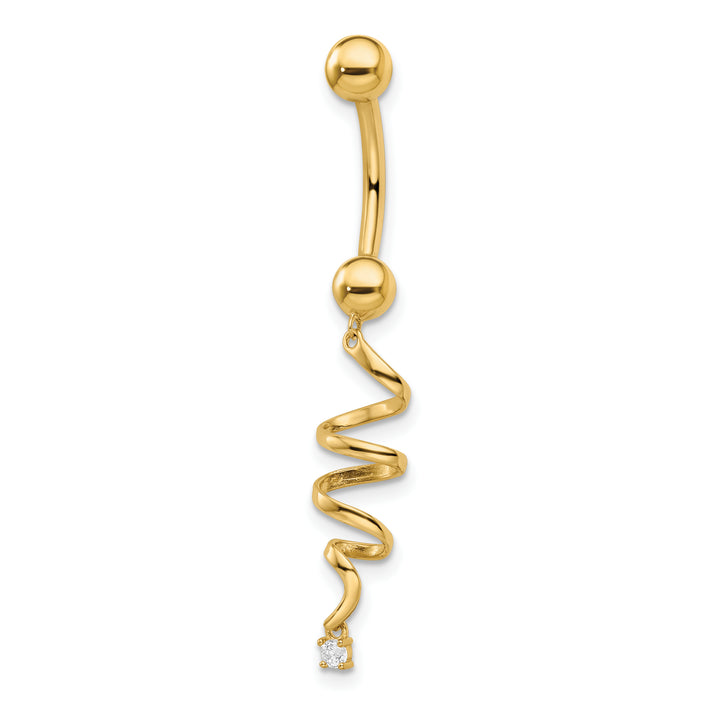 14k Gauge CZ Twisted Belly Ring