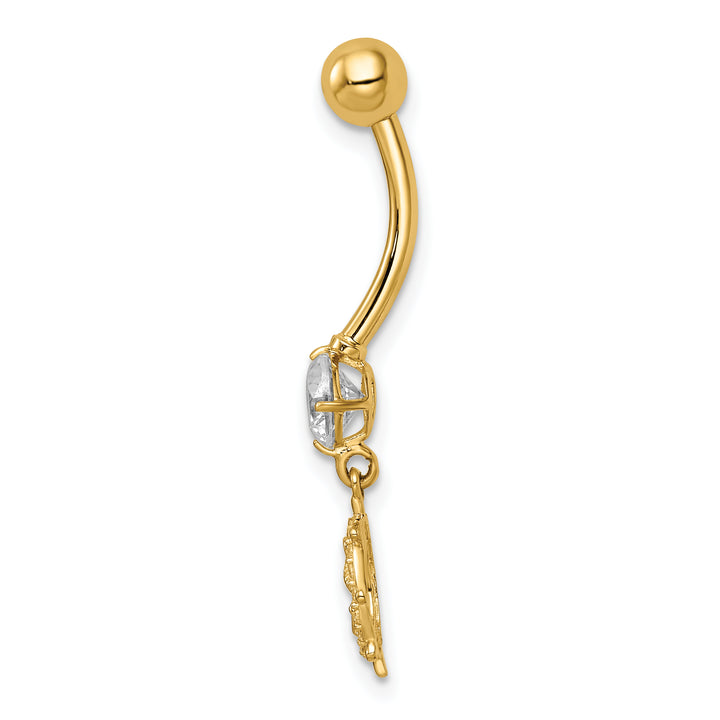 14k Gauge CZ Anchor & Ships Wheel Belly Ring