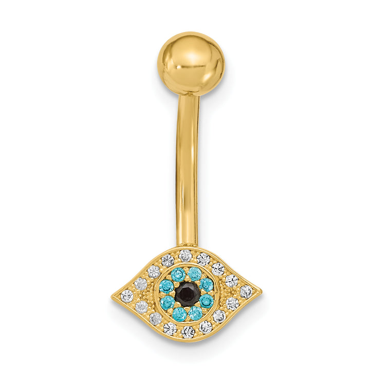 14k Gauge Eye CZ Belly/Navel Ring Body Jewelry