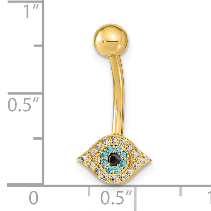 14k Gauge Eye CZ Belly/Navel Ring Body Jewelry