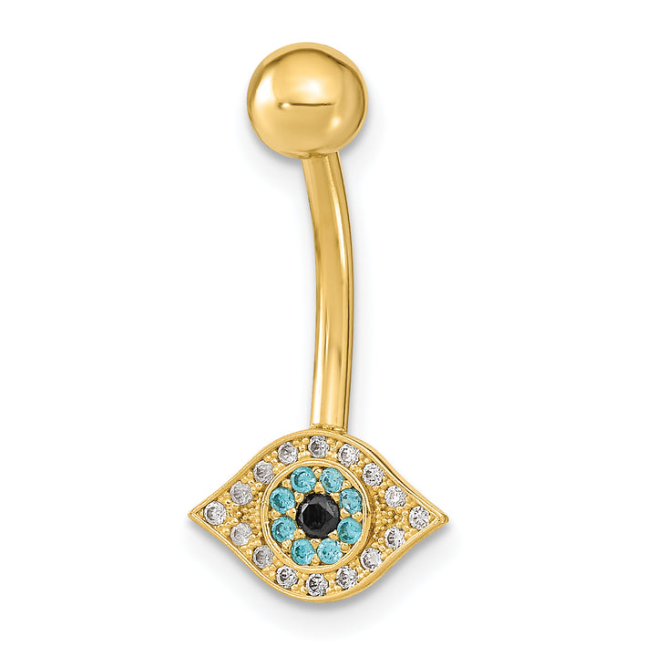 14k Gauge Eye CZ Belly/Navel Ring Body Jewelry