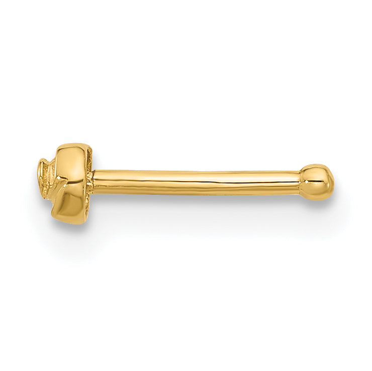 14k Yellow Gold  20 Gauge Polished Rose Nose Stud