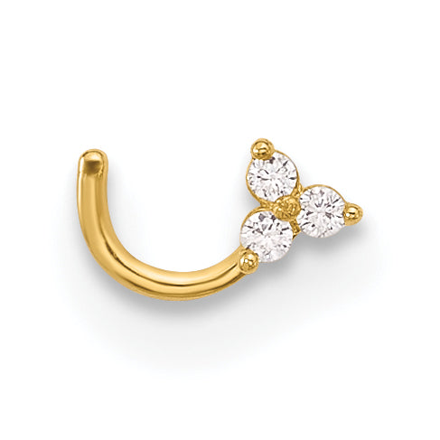 14k Yellow Gold  23 Gauge CZ Triangle Nose Stud