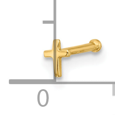 14k Yellow Gold  20 Gauge Cross Nose Stud