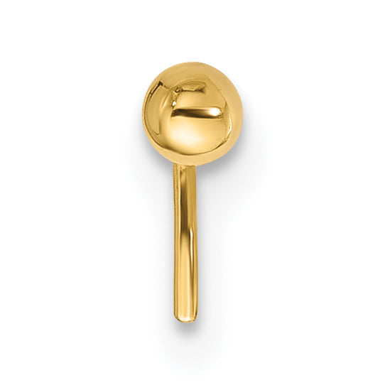 14k Yellow Gold  22 Gauge  2.5mm Ball Nose Stud