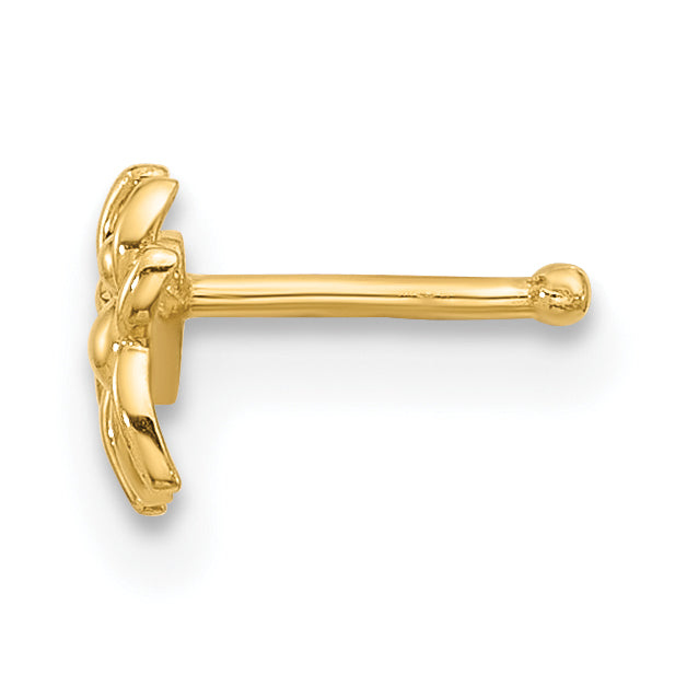 14k Yellow Gold  22 Gauge Polished Spider Nose Stud