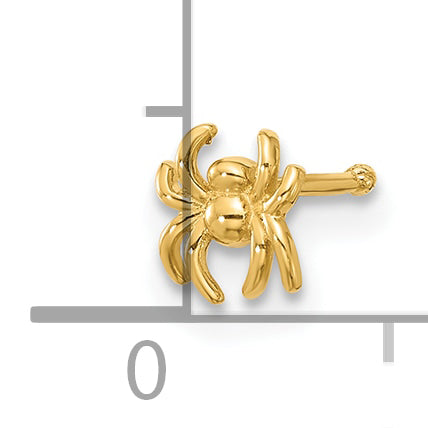 14k Yellow Gold  22 Gauge Polished Spider Nose Stud