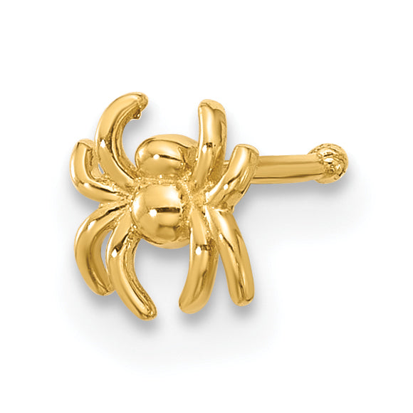 14k Yellow Gold  22 Gauge Polished Spider Nose Stud