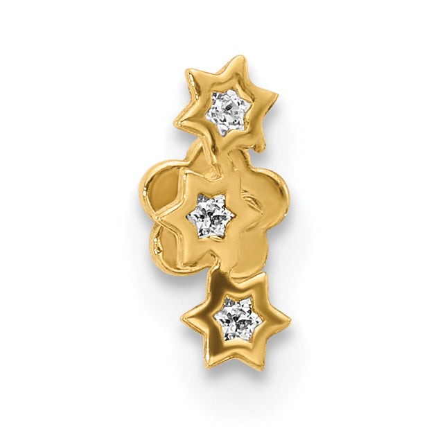 14K 18 Gauge CZ Stars Screwback Cartilage