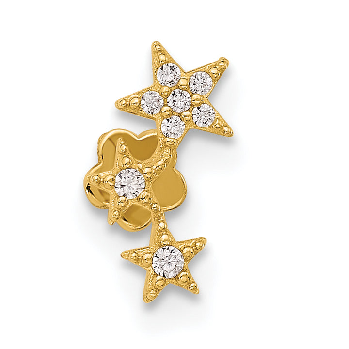 14K 18 Gauge CZ Stars Cartilage