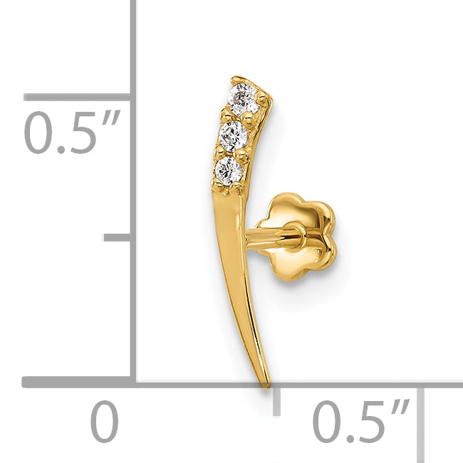 14K 18 Gauge Polished CZ Cartilage