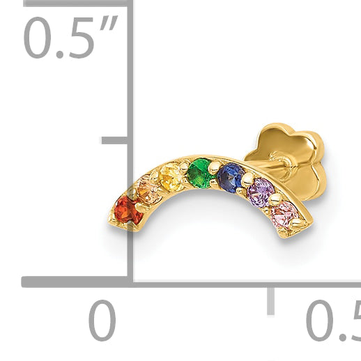 14K 18 Gauge Multi-color CZ Cartilage