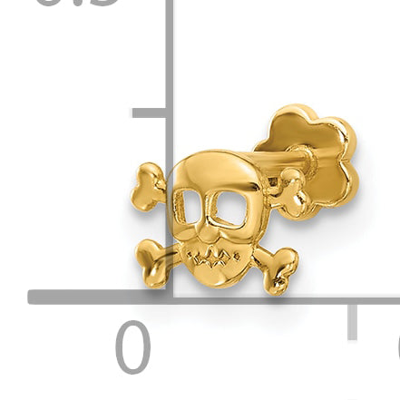 14K 18 Gauge Skull and Crossbones Screwback Cartilage