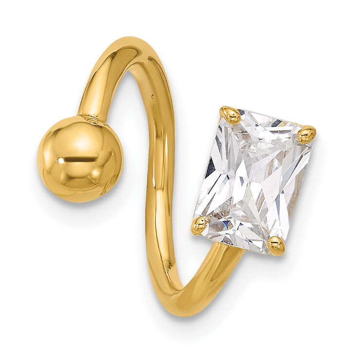 14k Yellow Gold  14 Gauge Polished CZ Cartilage Ring