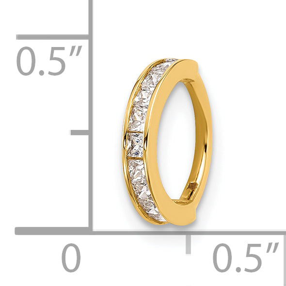 14k Yellow Gold  18 Gauge Polished C.Z Hinged Cartilage Ring