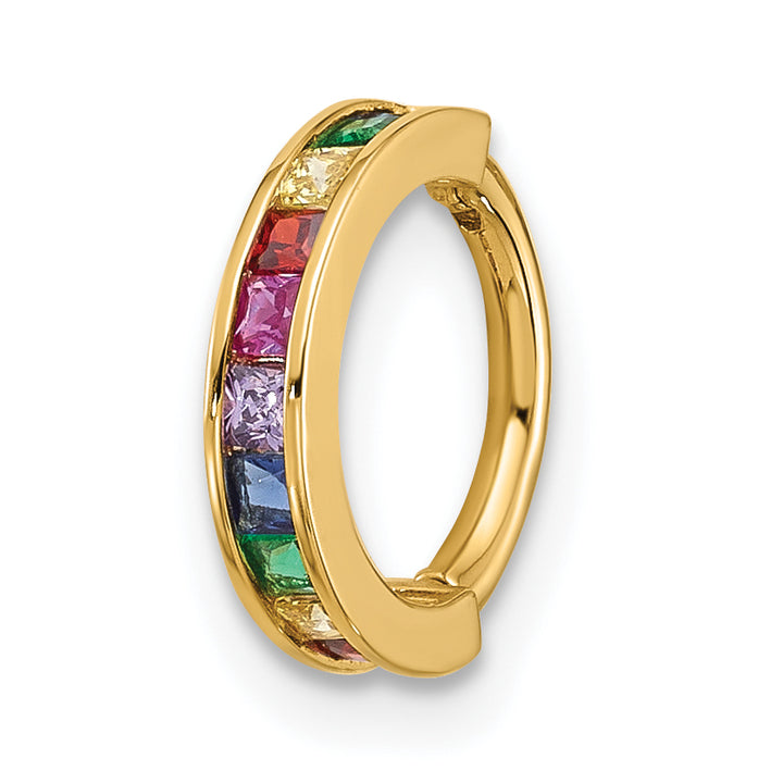 14k Yellow Gold  16 Gauge Polished Rainbow CZ Hinged Cartilage Ring