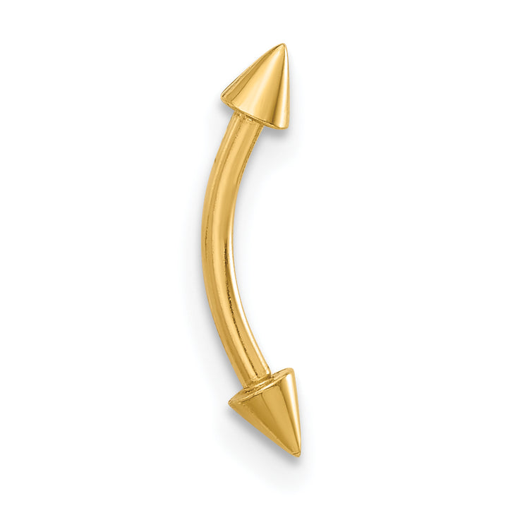 14K Yellow Gold 16 Gauge Polished Spiked Eyebrow Ring