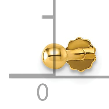 14K Yellow Gold 16 Gauge Polished 3mm Ball Labret Stud