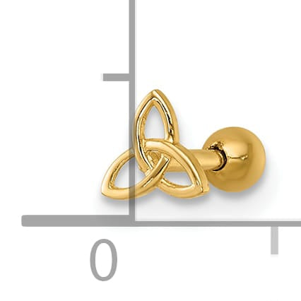 14K Yellow Gold 18 Gauge Polished Celtic Knot Labret Stud
