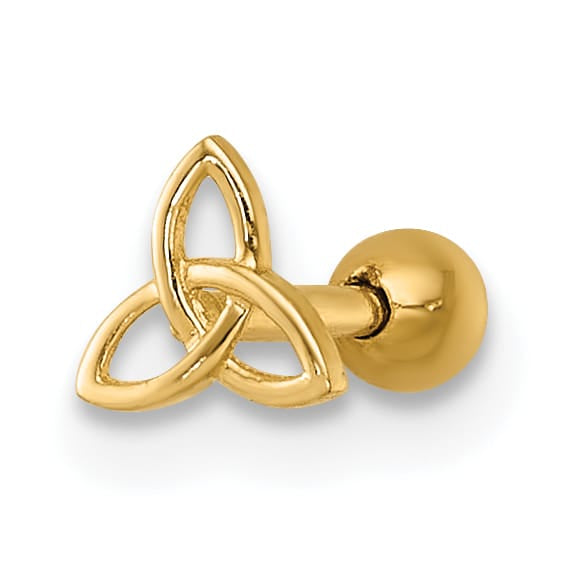 14K Yellow Gold 18 Gauge Polished Celtic Knot Labret Stud