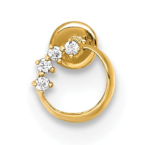 14K Yellow Gold 18 Gauge Polished CZ Open Circle Labret Stud
