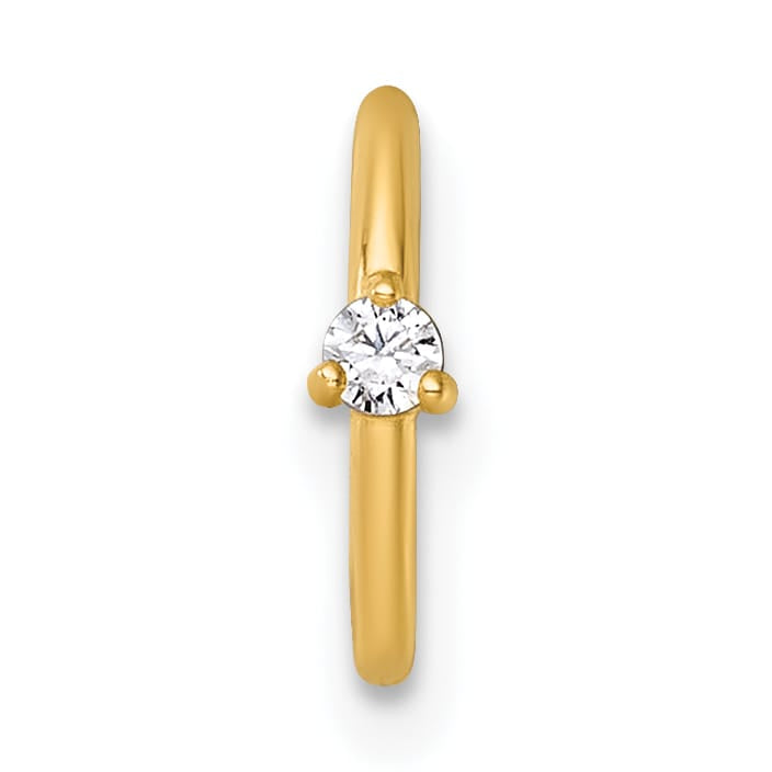 14K Yellow Gold 18 Gauge Polished CZ 8.0mm Hinged Cartilage Ring